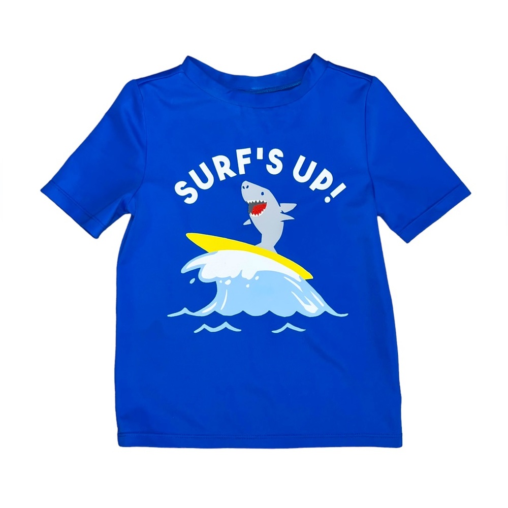 Old Navy Shark Surfs Up Rashguard Swim Shirt 4T Blue